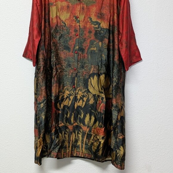 Vicky and Lucas Red with Black and Brown Floral Printed Design 2n1 Coord Set - L - Picture 2 of 8